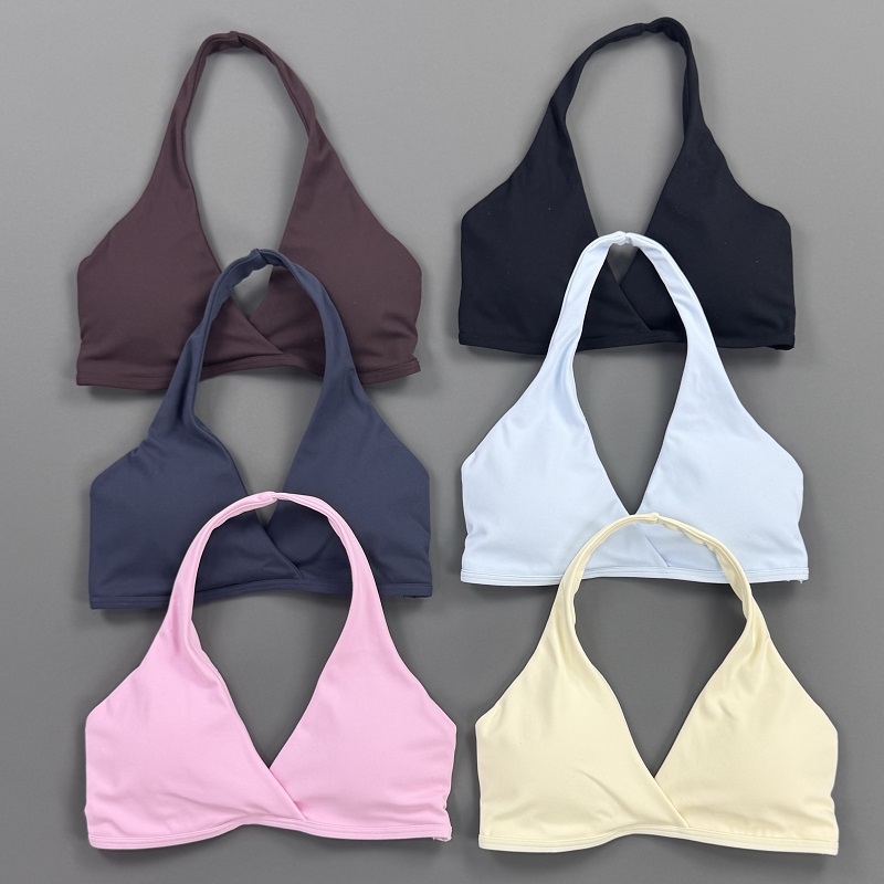 Crop Top Crochet - Kadınlar İçin Sporcu Sütyeni, Halter Yaka,